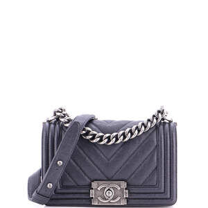 Chanel Small Boy Flap Bag Chevron Caviar